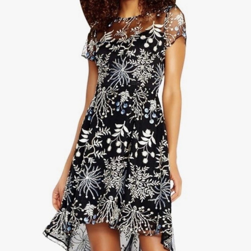 Adrianna Papell Black and White Floral Dress